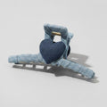 Textured Heart Hair Claw - Denim