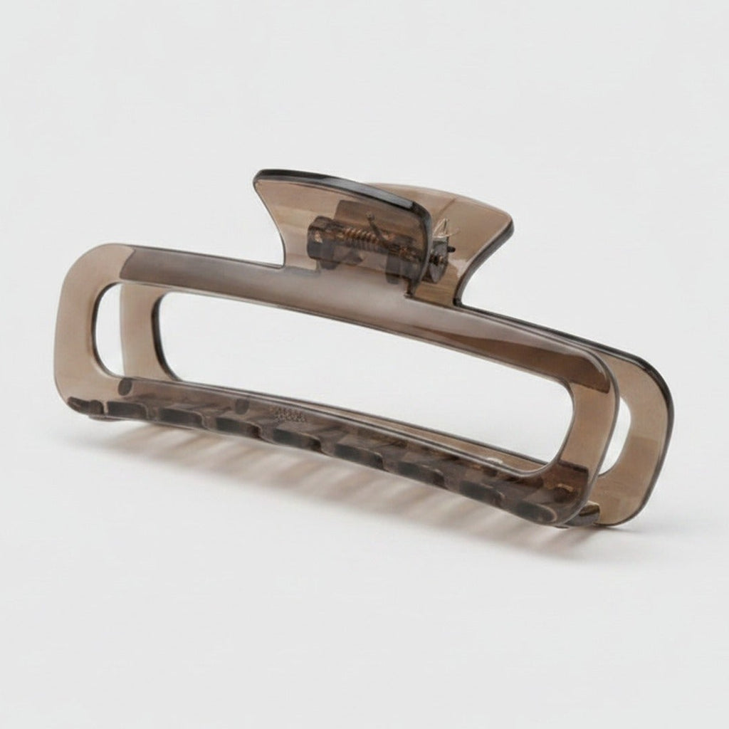 Tortoiseshell Rectangular Hair Claw Clip - Glossy Tea Brown Rectangle Jaw Clip – hair accessories (view 1)