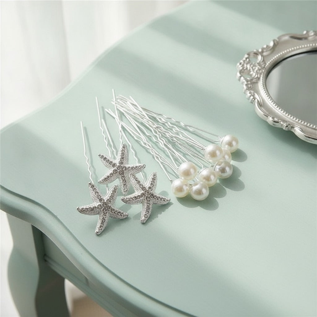Starfish Pearl Hair Clip Set - Starfish & Pearl