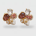 Flower Pearl Heart Gemstone Earrings Gold – jewelry (view 1)