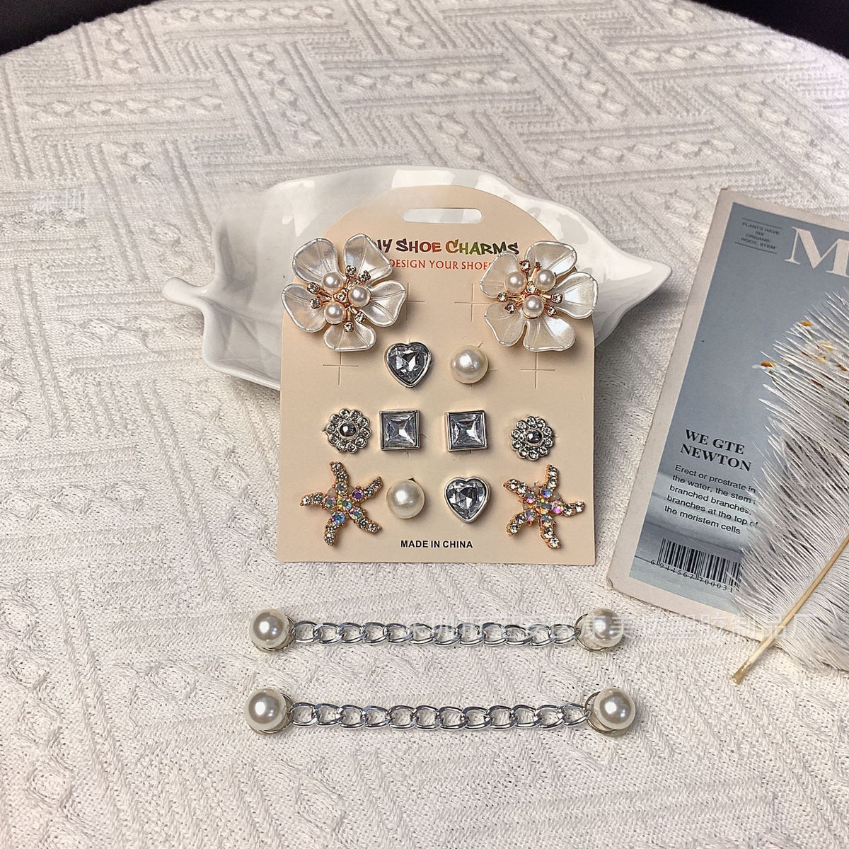 Pearl Starfish Shoe Charms DIY Rhinestone Chain Decor - Type 1