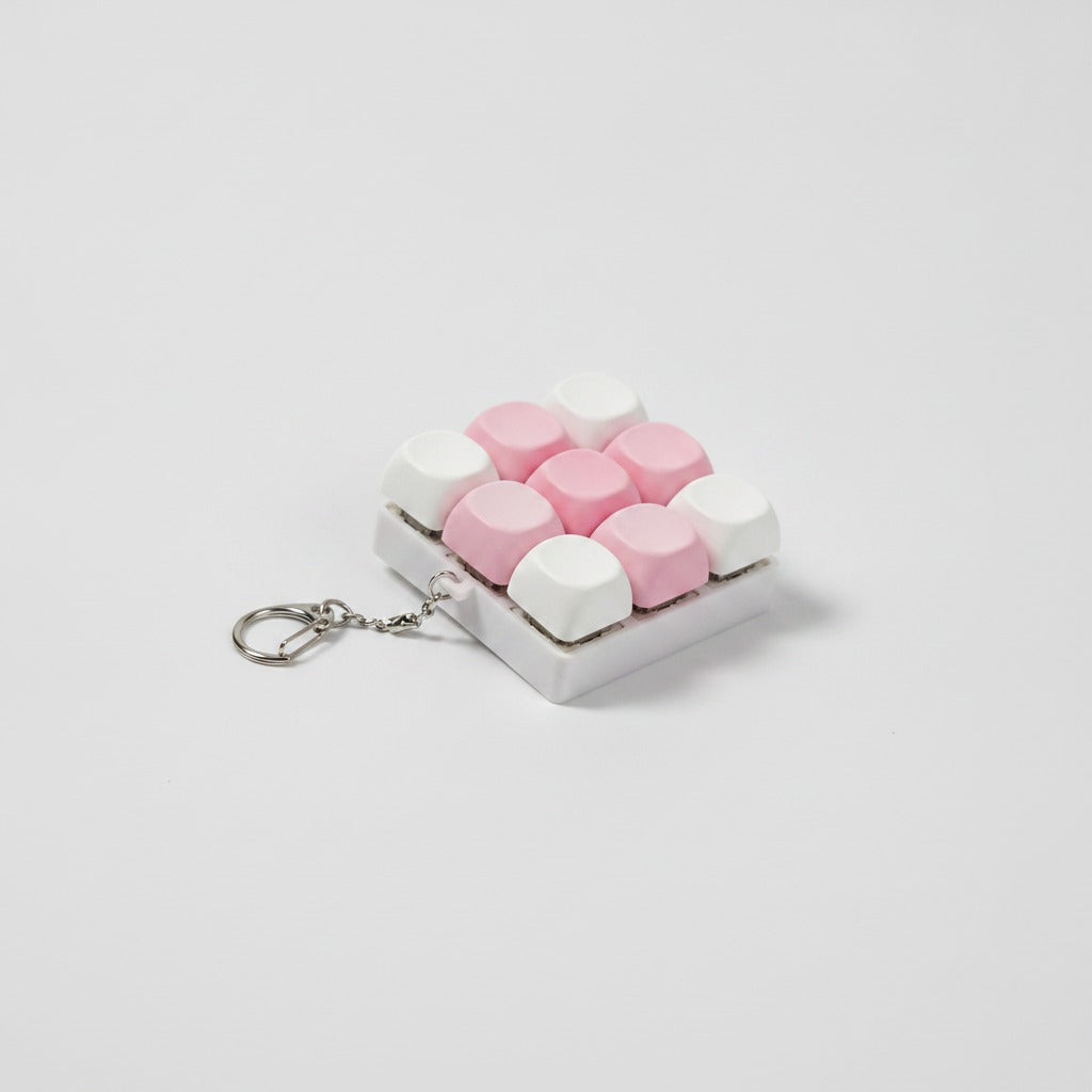 Mini Keyboard Key Keychain - White & Pink
