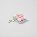 Mini Keyboard Key Keychain - White & Pink