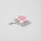 Mini Keyboard Key Keychain - White & Pink
