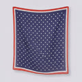 Polka Dot Silk Square Scarf - Navy & Coral