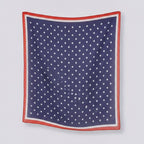 Polka Dot Silk Square Scarf - Navy & Coral