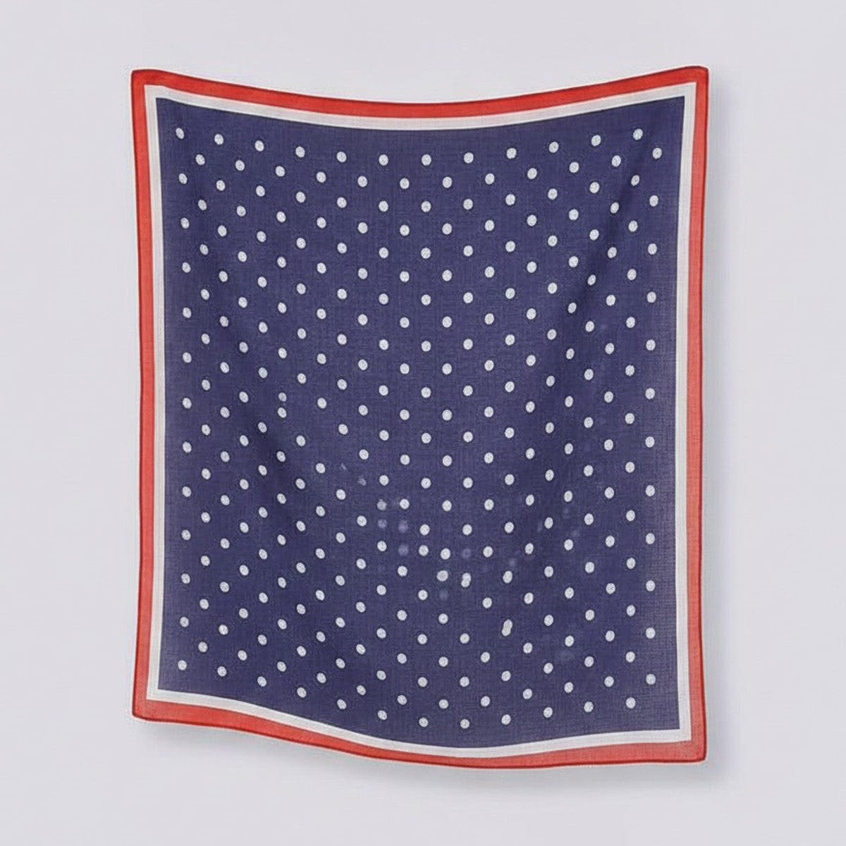 Polka Dot Silk Square Scarf - Navy & Coral