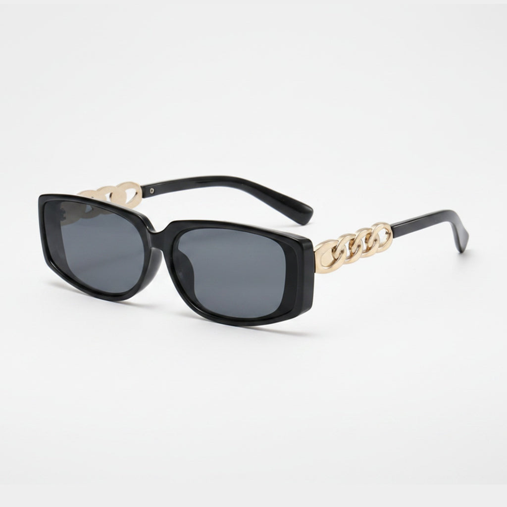 Black Square Sunglasses With Gold Chain Detail – eyewear (view 1)