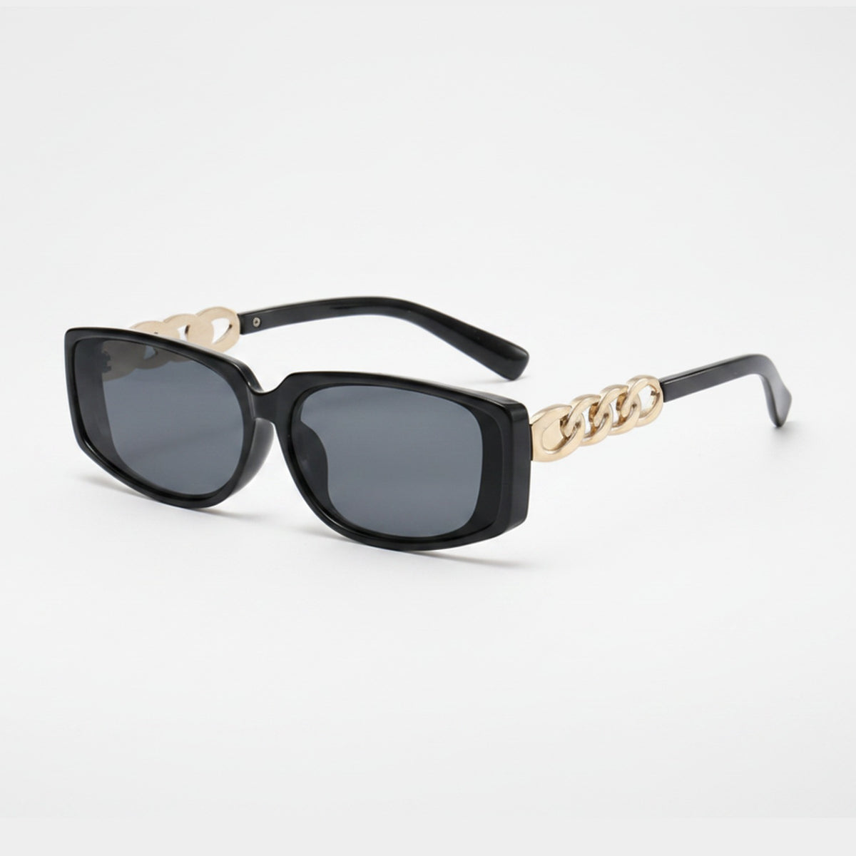 Black Square Sunglasses With Gold Chain Detail – eyewear (view 1)