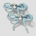Blue Bow Hair Clips With Rhinestone Heart Charm – hair accessories (view 1)