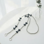 Double Heart Pearl Keychain - Black