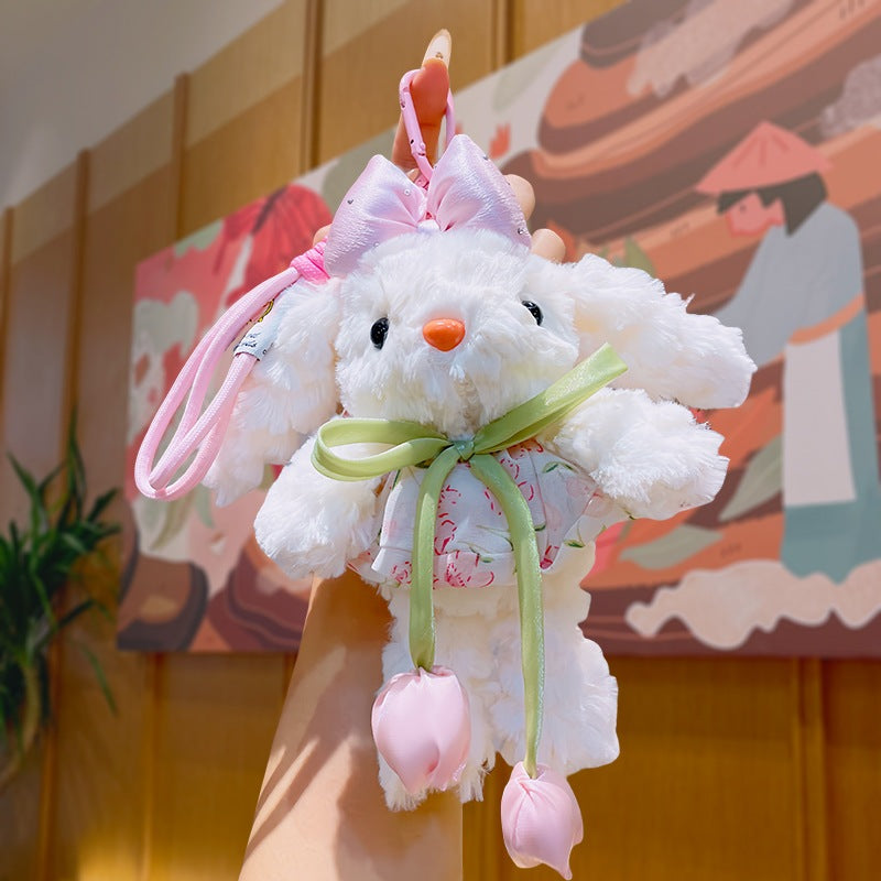 Dress Up Bunny Plush Keychain Cute Bag Charm Gift Toy - Pink 1