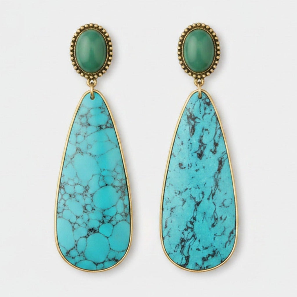 Turquoise Drop Statement Earrings Turquoise