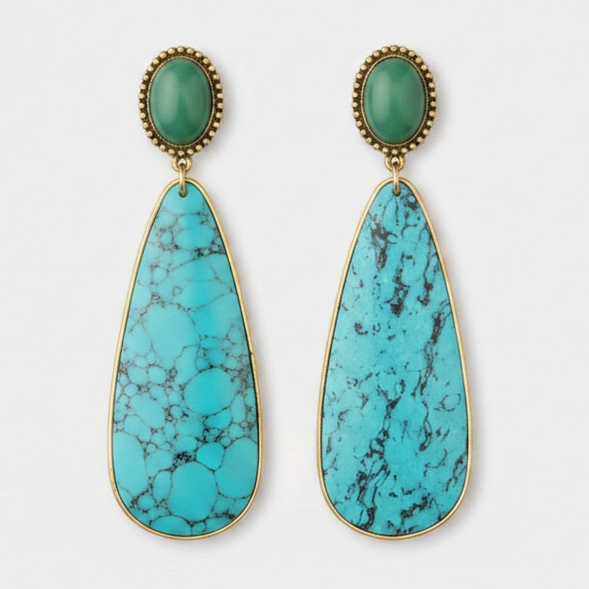 Turquoise Drop Statement Earrings Turquoise