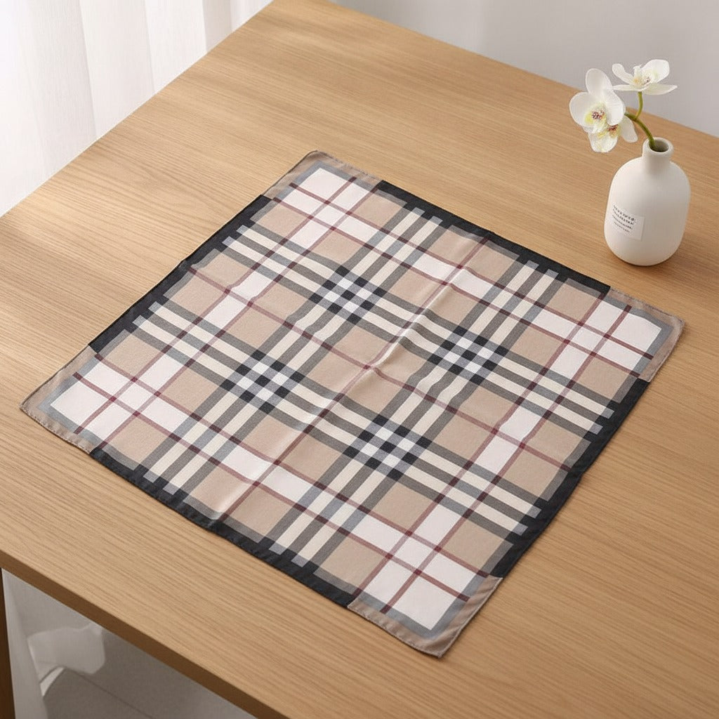 Plaid Lightweight Scarf Wrap - Beige Plaid