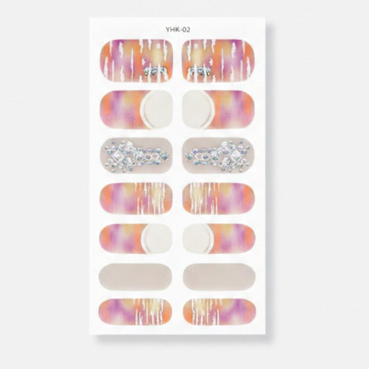 Gradient Ombre Nail Wraps With Rhinestone Accents – Korean nail care (view 1)