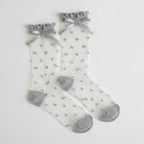 Gray Polka Dot Bow Crew Socks – apparel accessories (view 1)