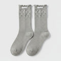 Light Gray Eyelet Ruffle Trim Crew Socks – apparel accessories (view 1)