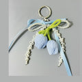 Knit Tulip Pearl Bow Keyring Charm - Style 3 – novelty & toys (view 1)