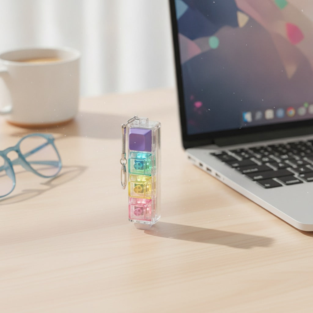 Mini Pop-It Button Keychain - Purple Gradient