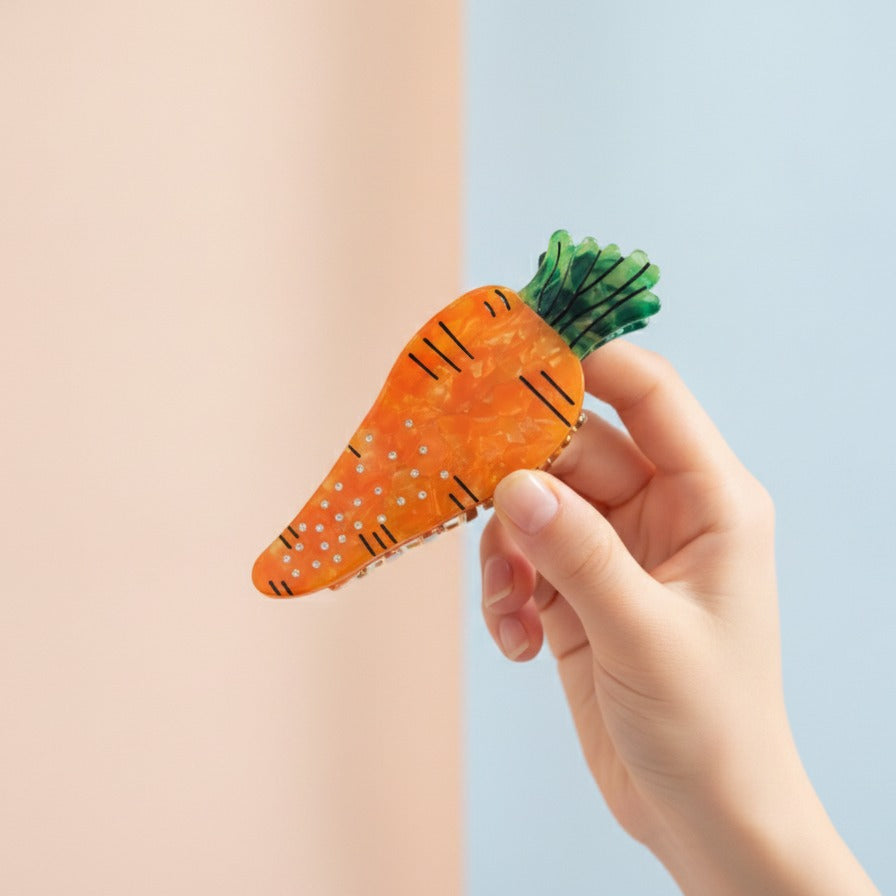 Carrot Shaped Hair Claw Clip - Orange