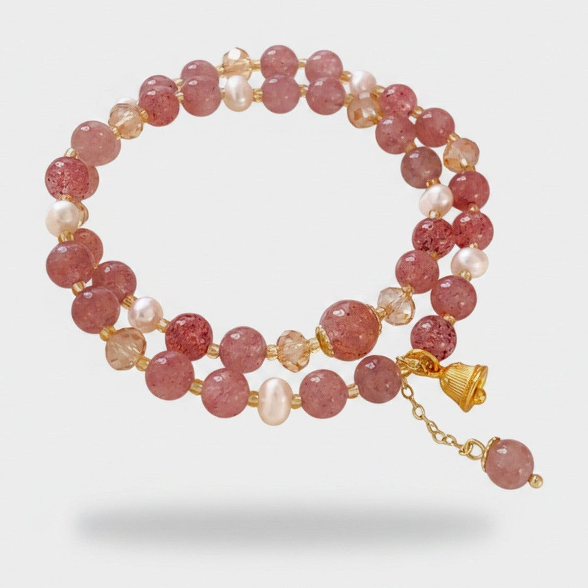 Rose Quartz Pearl Beaded Charm Bracelet – jewelry (view 1)