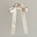 Cream Satin Bow Hair Scrunchie with Ribbon Tails – hair accessories (view 1)