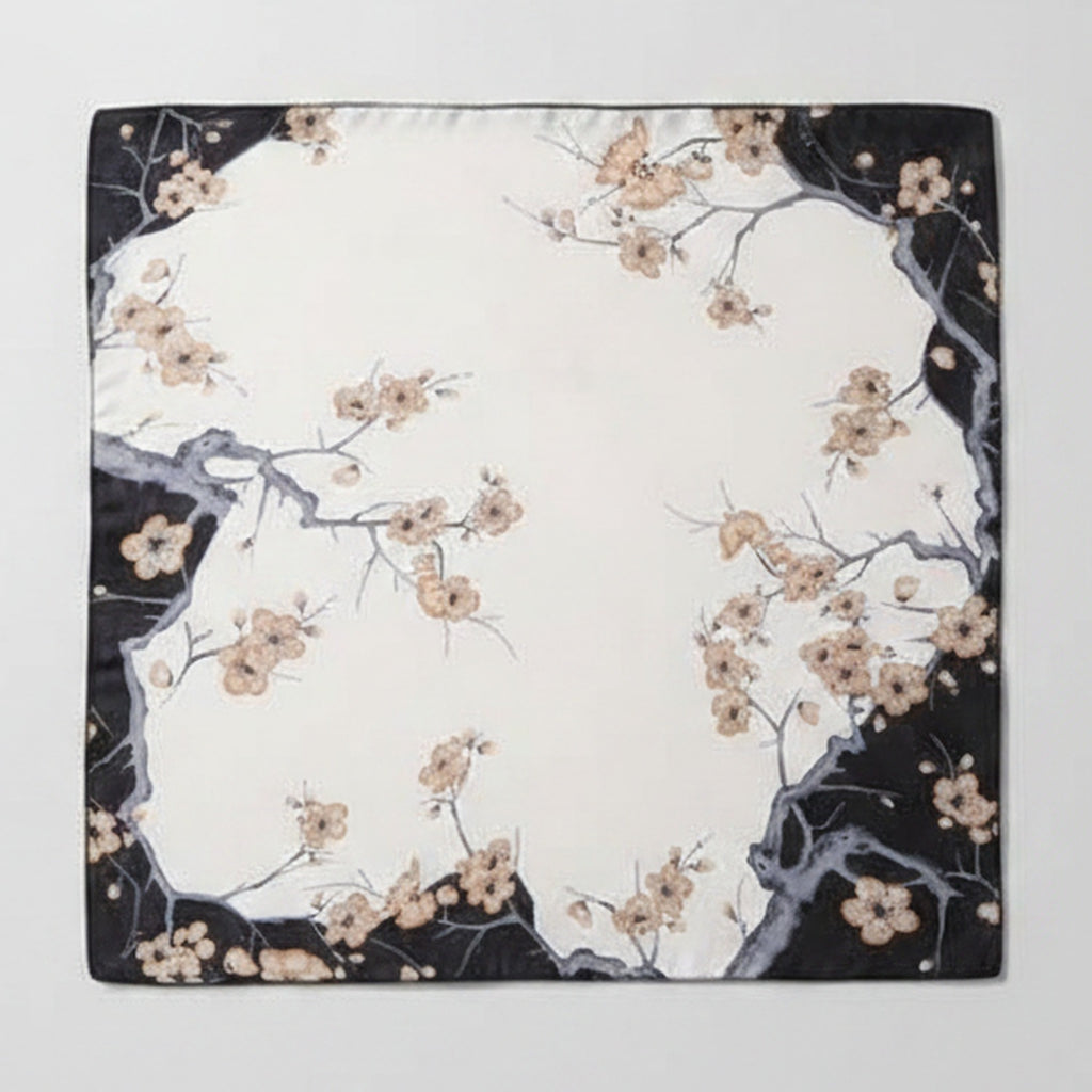 Delicate Floral Square Scarf - Cream Floral