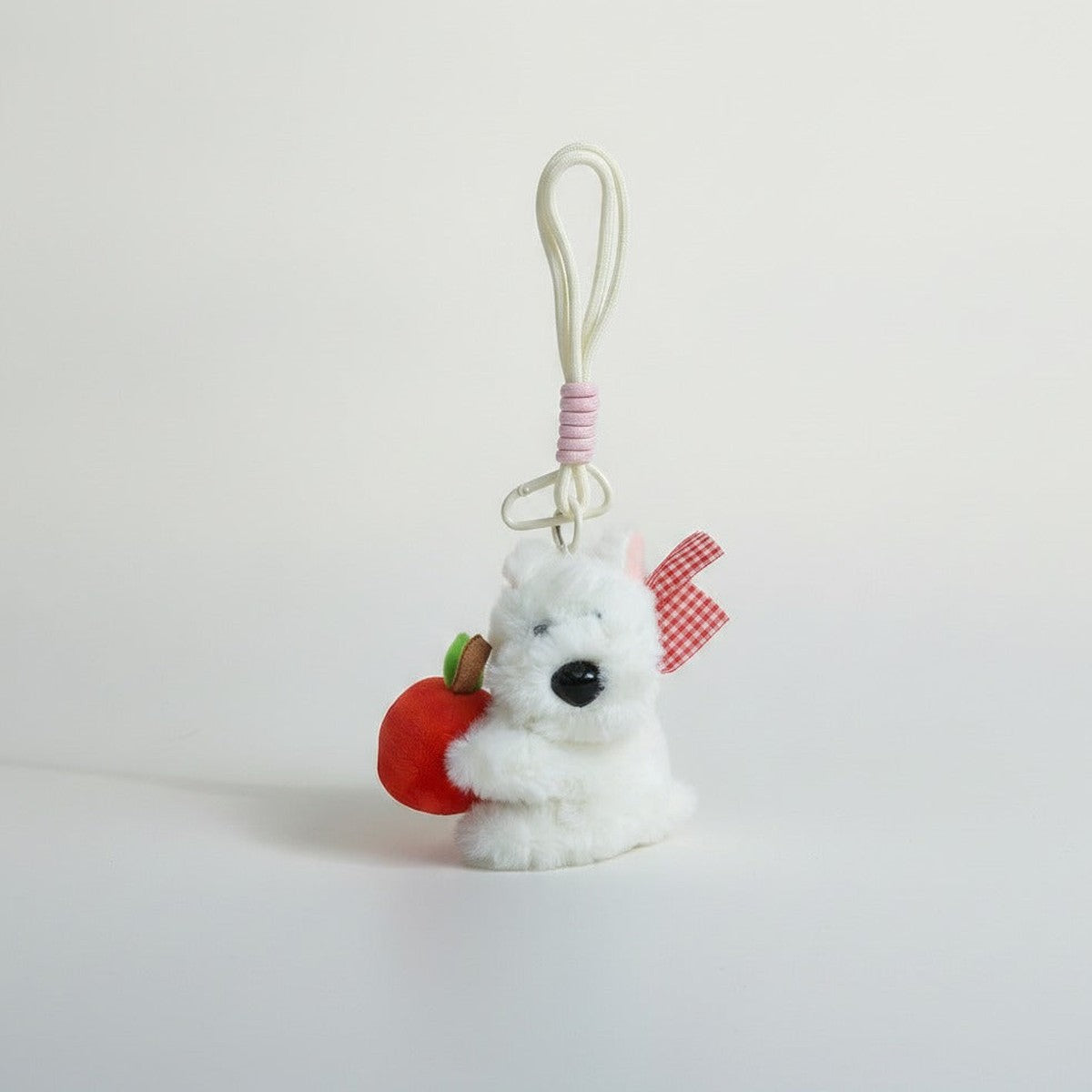 Fluffy Dog Apple Plush Keychain – novelty & toys (view 1)