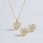 Heart Crystal Charm Set - Gold Crystal