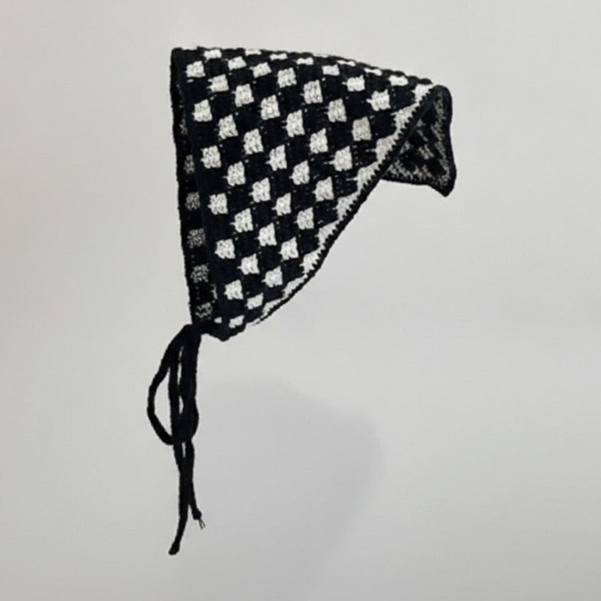 Embroidered Floral Mini Bonnet Headwrap - Black