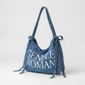 Denim Shoulder Tote Bag With Drawstring Closure – bags & wallets (view 1)