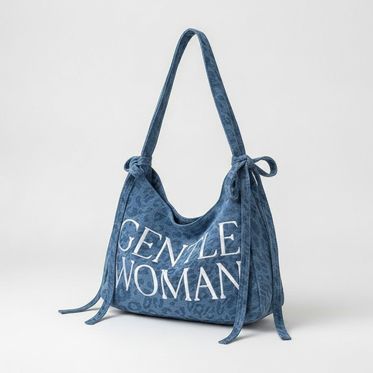 Denim Shoulder Tote Bag With Drawstring Closure – bags & wallets (view 1)