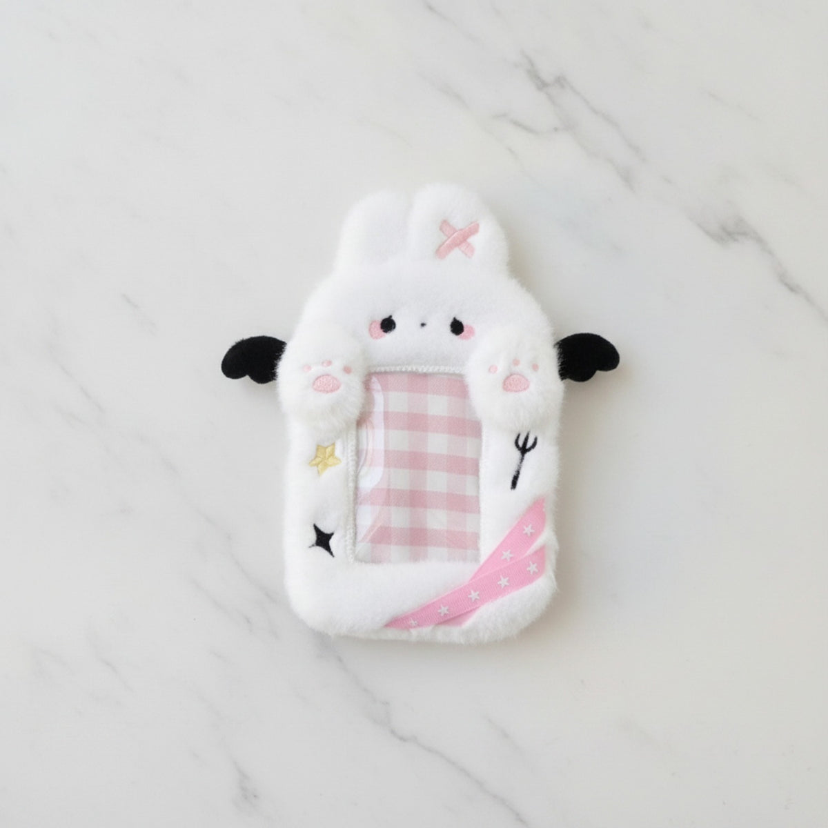 Fuzzy Angel Cat Cup Charm - Pink