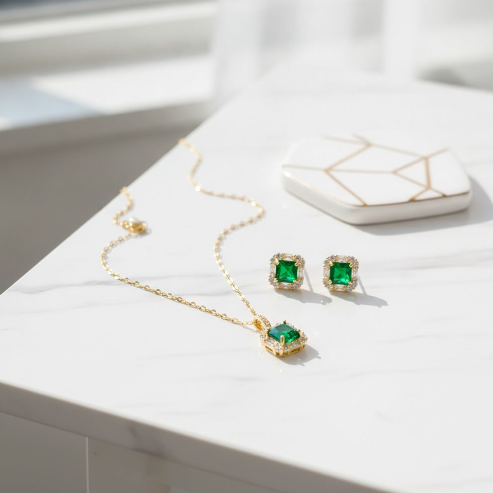 Emerald Crystal Jewelry Set