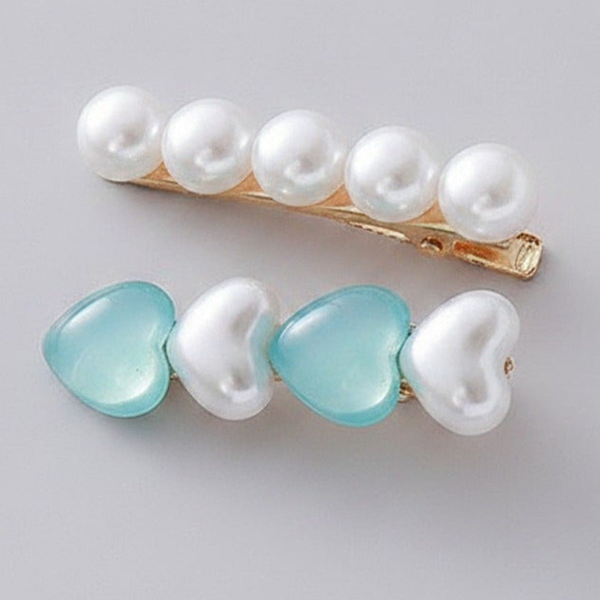 Pearl Heart Shape Hair Clip Set – hair accessories (view 1)