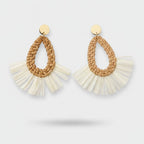 Woven Rattan Teardrop Tassel Earrings – jewelry (view 1)