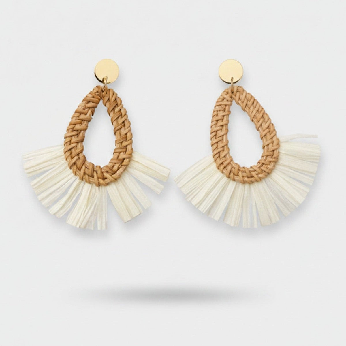 Woven Rattan Teardrop Tassel Earrings – jewelry (view 1)