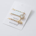 Pearl and Rhinestone Gold Hair Clips Set – hair accessories (view 1)