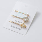 Pearl and Rhinestone Gold Hair Clips Set – hair accessories (view 1)