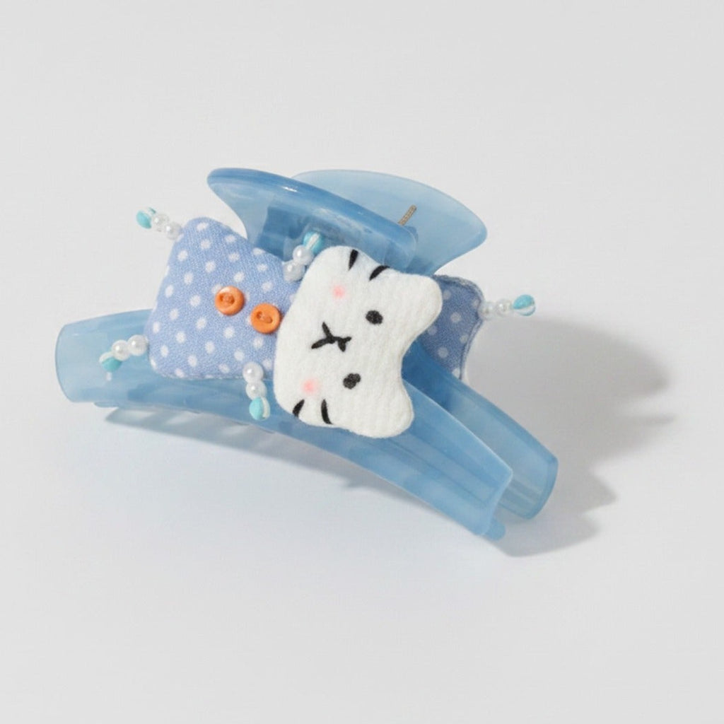 Blue Polka Dot Cloud Hair Claw Clip – hair accessories (view 1)