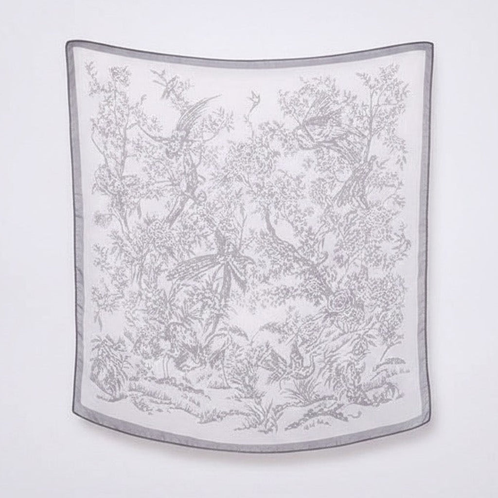 Enchanted Garden Sketch Scarf - Taupe & Cream