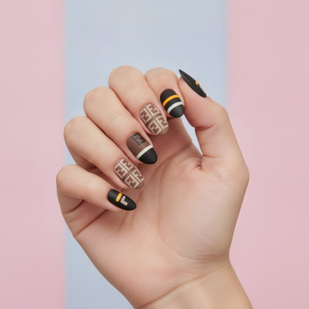 Designer-Inspired Nail Art Set - Mixed Print