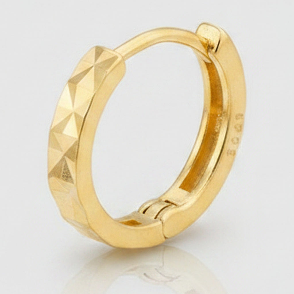 Faceted Mini Hoop Earrings - Gold