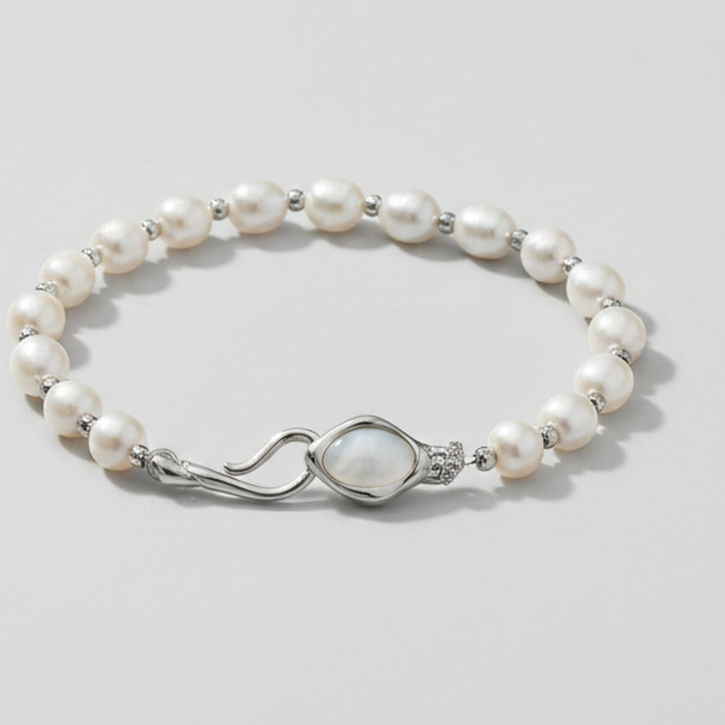 Pearl Beaded Bracelet With Silver Clasp – jewelry (view 1)