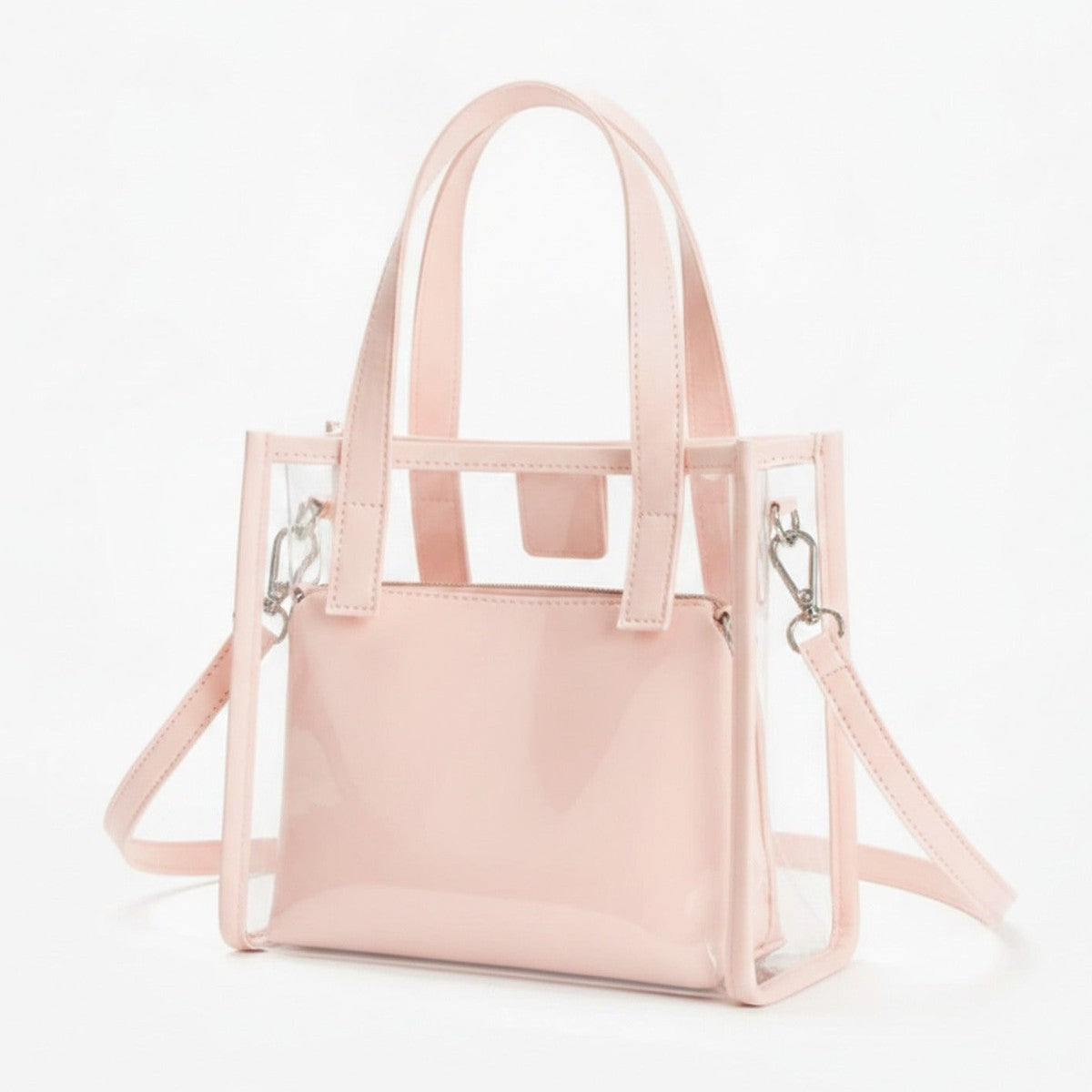 Clear Panel Mini Tote Bag - Blush Pink