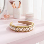 Pearl & Crystal Embellished Headband - Gold
