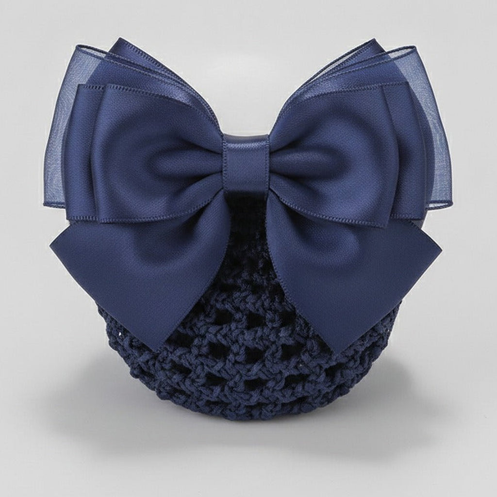 Satin Bow Hair Claw - Navy