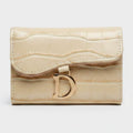 Cream Crocodile Embossed Wallet With D-Ring Closure – bags & wallets (view 1)