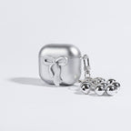 Bow Pearl Charm Airbuds Case - Silver (for AirPods 4)